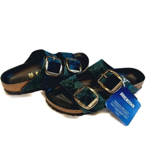 Birkenstock Arizona Big Buckle Rivet Logo Womens Size 5 Sandals Green EU 36 - Picture 9 of 10